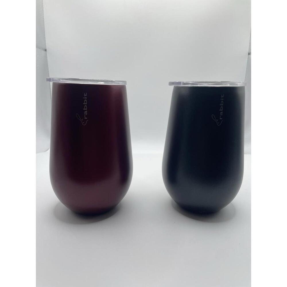 Pair Of Rabbit Cocktail & Wine Tumbler - Garnet & Black (New Out Of Box)